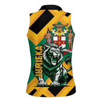 Jamaica Lion Women Sleeveless Polo Shirt Coat Of Arms - Sporty Style