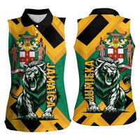 Jamaica Lion Women Sleeveless Polo Shirt Coat Of Arms - Sporty Style