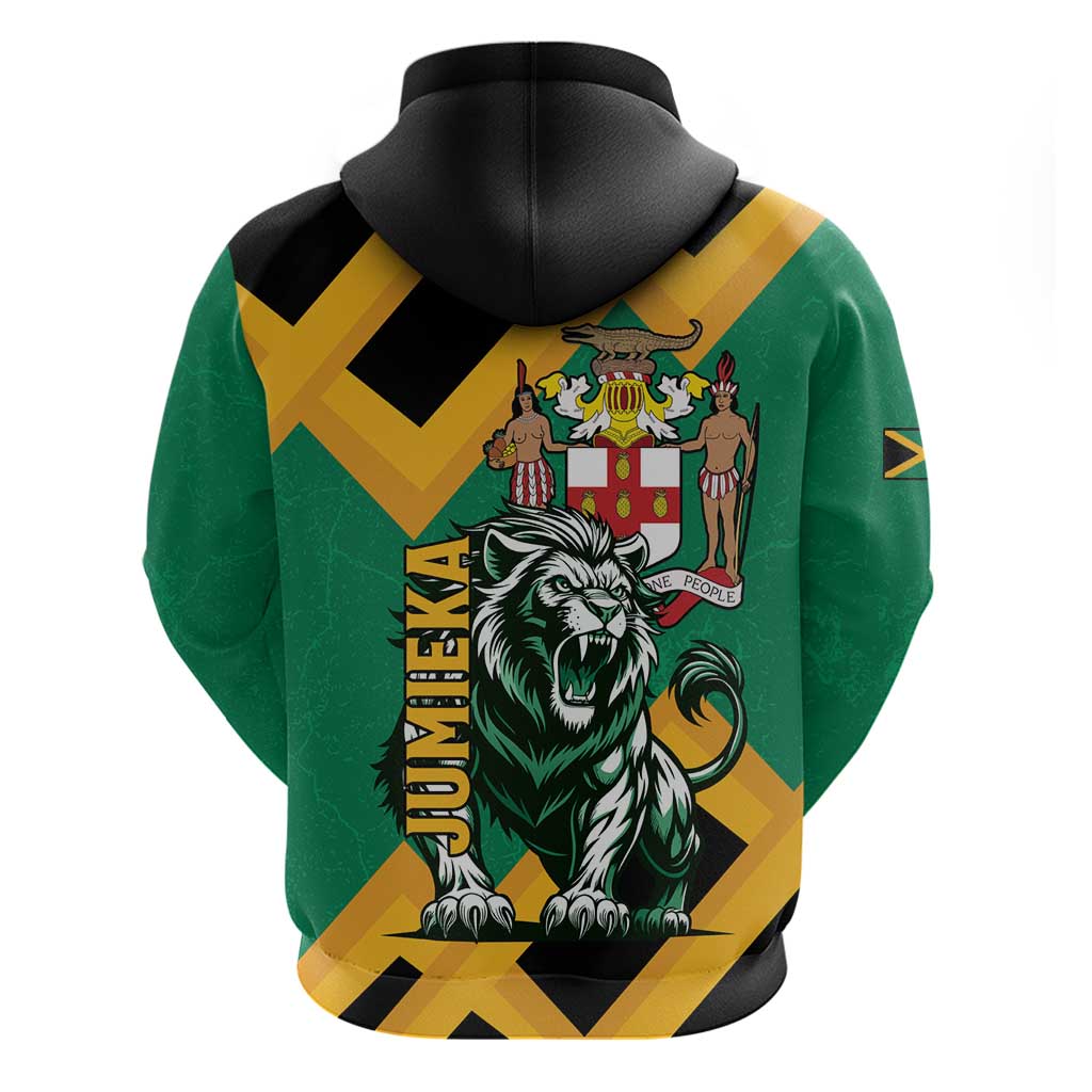 Jamaica Lion Zip Hoodie Coat Of Arms - Sporty Style