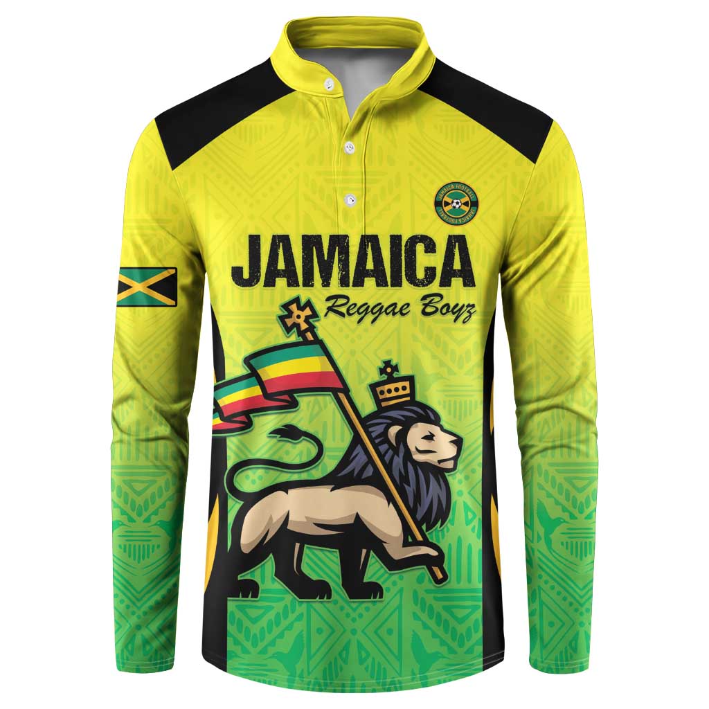 Custom Jamaica Football Button Sweatshirt Go Reggae Boyz