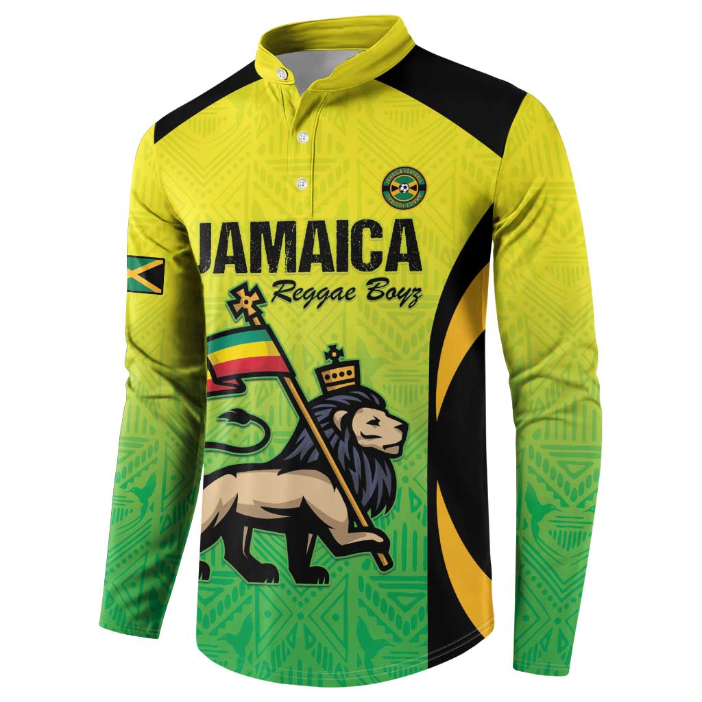 Custom Jamaica Football Button Sweatshirt Go Reggae Boyz