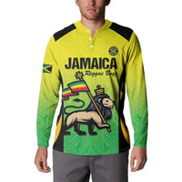 Custom Jamaica Football Button Sweatshirt Go Reggae Boyz