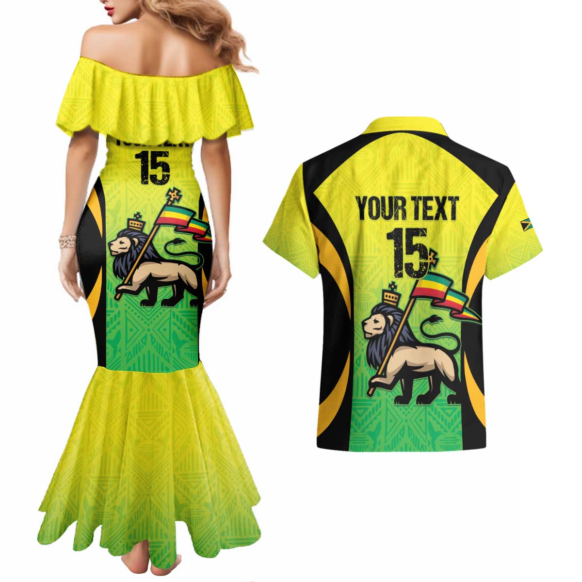 Custom Jamaica Football Couples Matching Mermaid Dress and Hawaiian Shirt Go Reggae Boyz