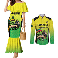 Custom Jamaica Football Couples Matching Mermaid Dress and Long Sleeve Button Shirt Go Reggae Boyz