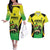 Custom Jamaica Football Couples Matching Off The Shoulder Long Sleeve Dress and Hawaiian Shirt Go Reggae Boyz