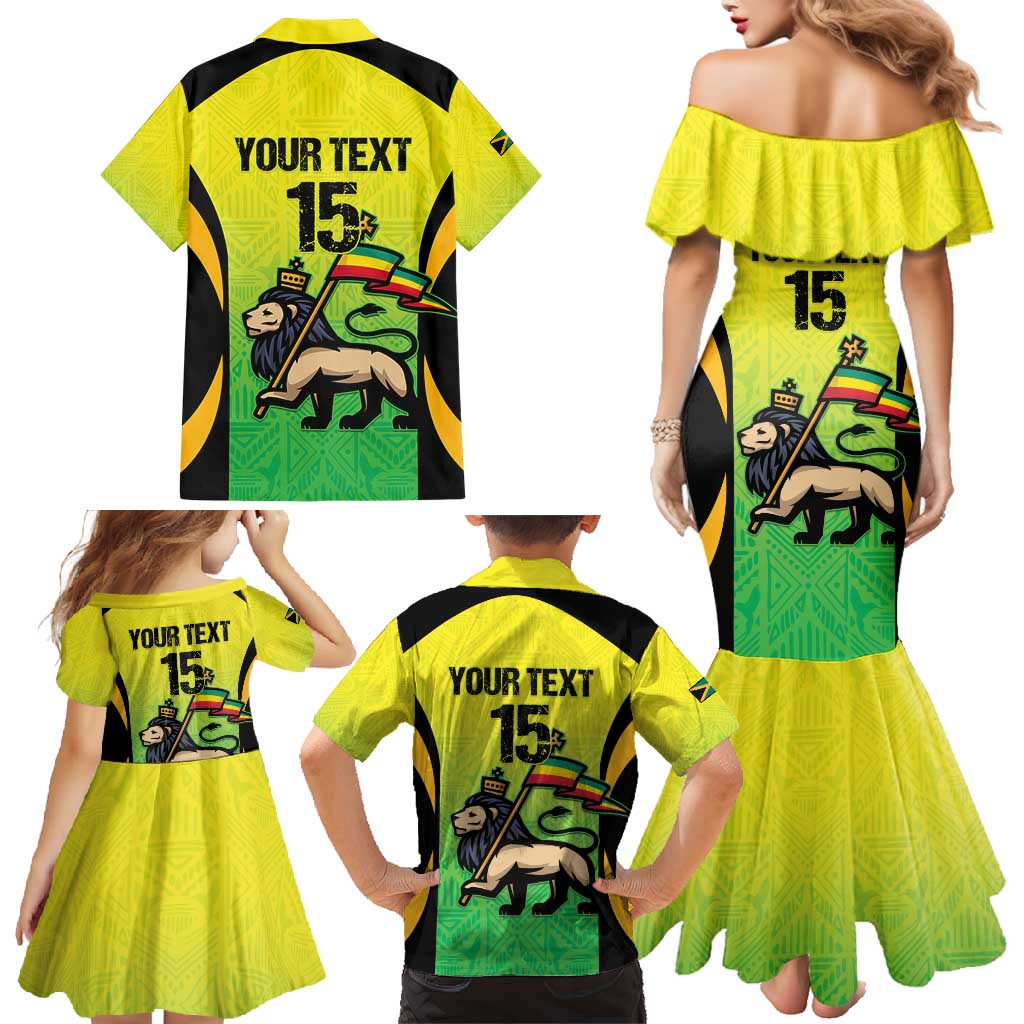 Custom Jamaica Football Family Matching Mermaid Dress and Hawaiian Shirt Go Reggae Boyz