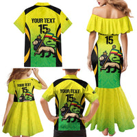 Custom Jamaica Football Family Matching Mermaid Dress and Hawaiian Shirt Go Reggae Boyz