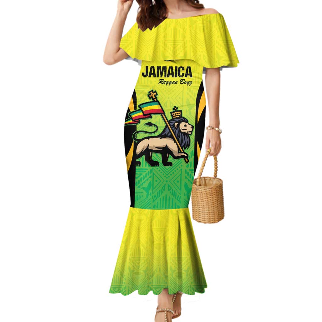 Custom Jamaica Football Family Matching Mermaid Dress and Hawaiian Shirt Go Reggae Boyz