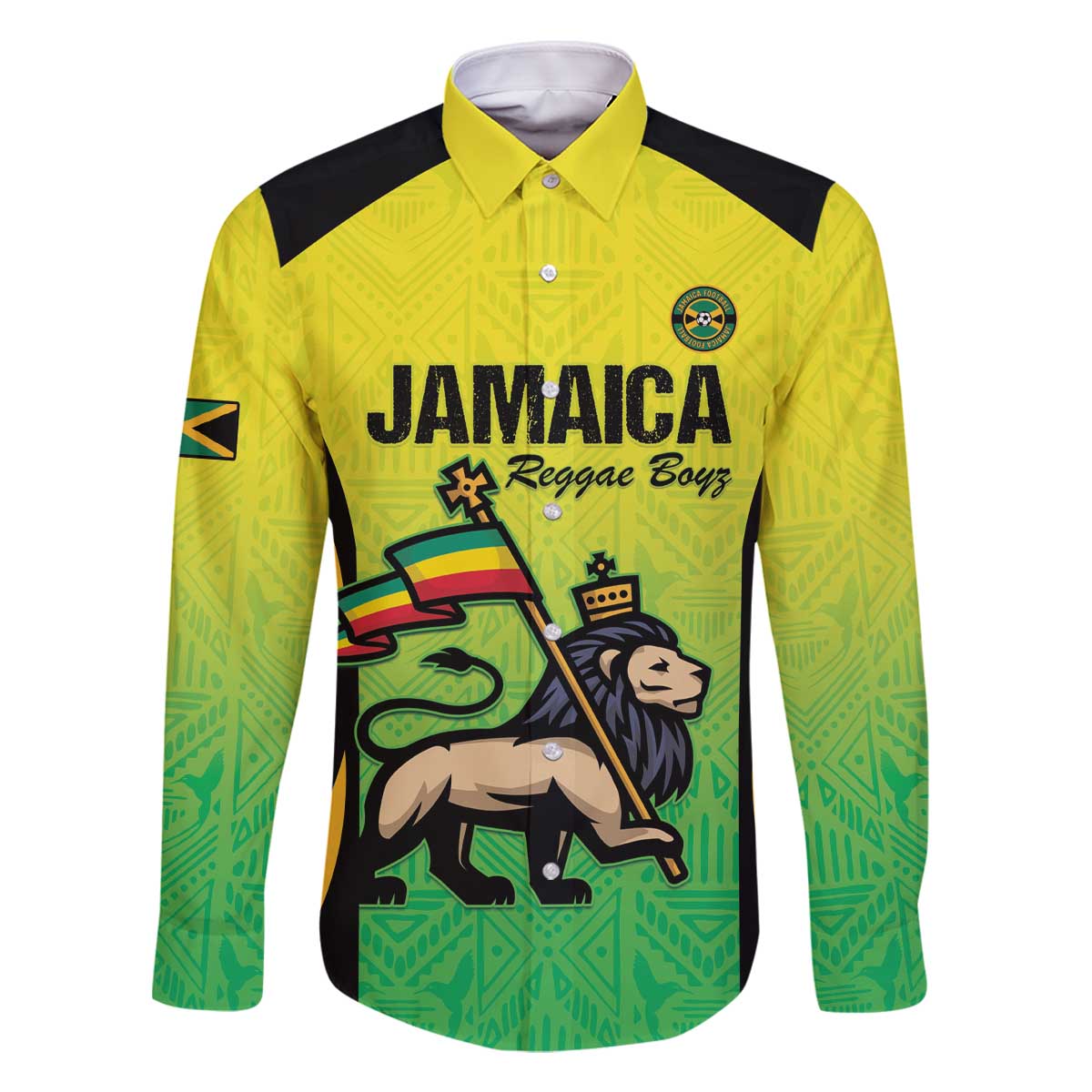 Custom Jamaica Football Family Matching Off The Shoulder Long Sleeve Dress and Hawaiian Shirt Go Reggae Boyz