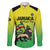Custom Jamaica Football Family Matching Off The Shoulder Long Sleeve Dress and Hawaiian Shirt Go Reggae Boyz