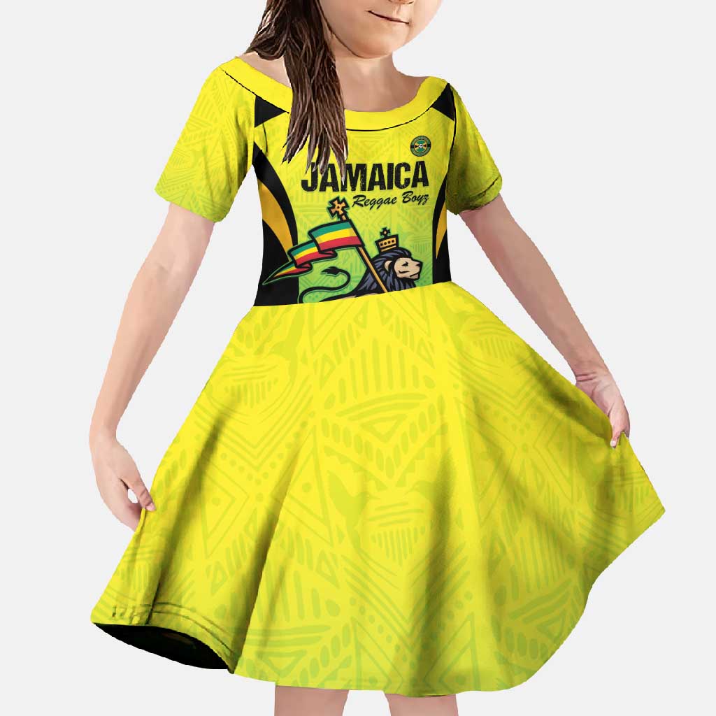 Custom Jamaica Football Family Matching Off Shoulder Maxi Dress and Hawaiian Shirt Go Reggae Boyz