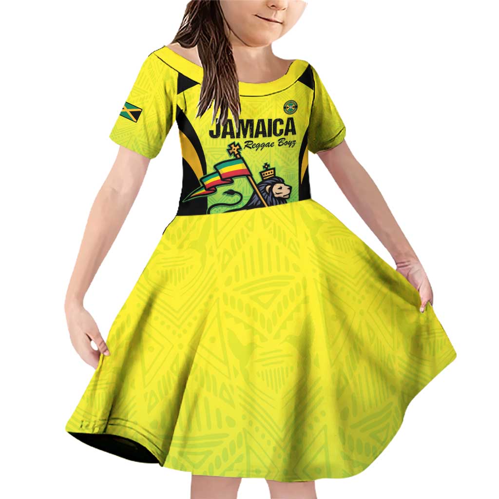 Custom Jamaica Football Family Matching Off Shoulder Short Dress and Hawaiian Shirt Go Reggae Boyz