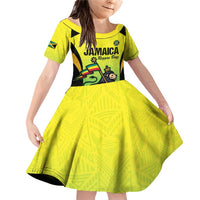 Custom Jamaica Football Family Matching Off Shoulder Short Dress and Hawaiian Shirt Go Reggae Boyz