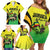 Custom Jamaica Football Family Matching Off Shoulder Short Dress and Hawaiian Shirt Go Reggae Boyz
