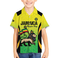 Custom Jamaica Football Family Matching Off Shoulder Short Dress and Hawaiian Shirt Go Reggae Boyz