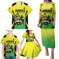 Custom Jamaica Football Family Matching Puletasi and Hawaiian Shirt Go Reggae Boyz