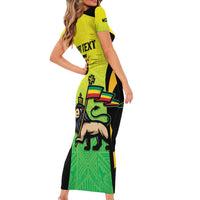 Custom Jamaica Football Family Matching Short Sleeve Bodycon Dress and Hawaiian Shirt Go Reggae Boyz