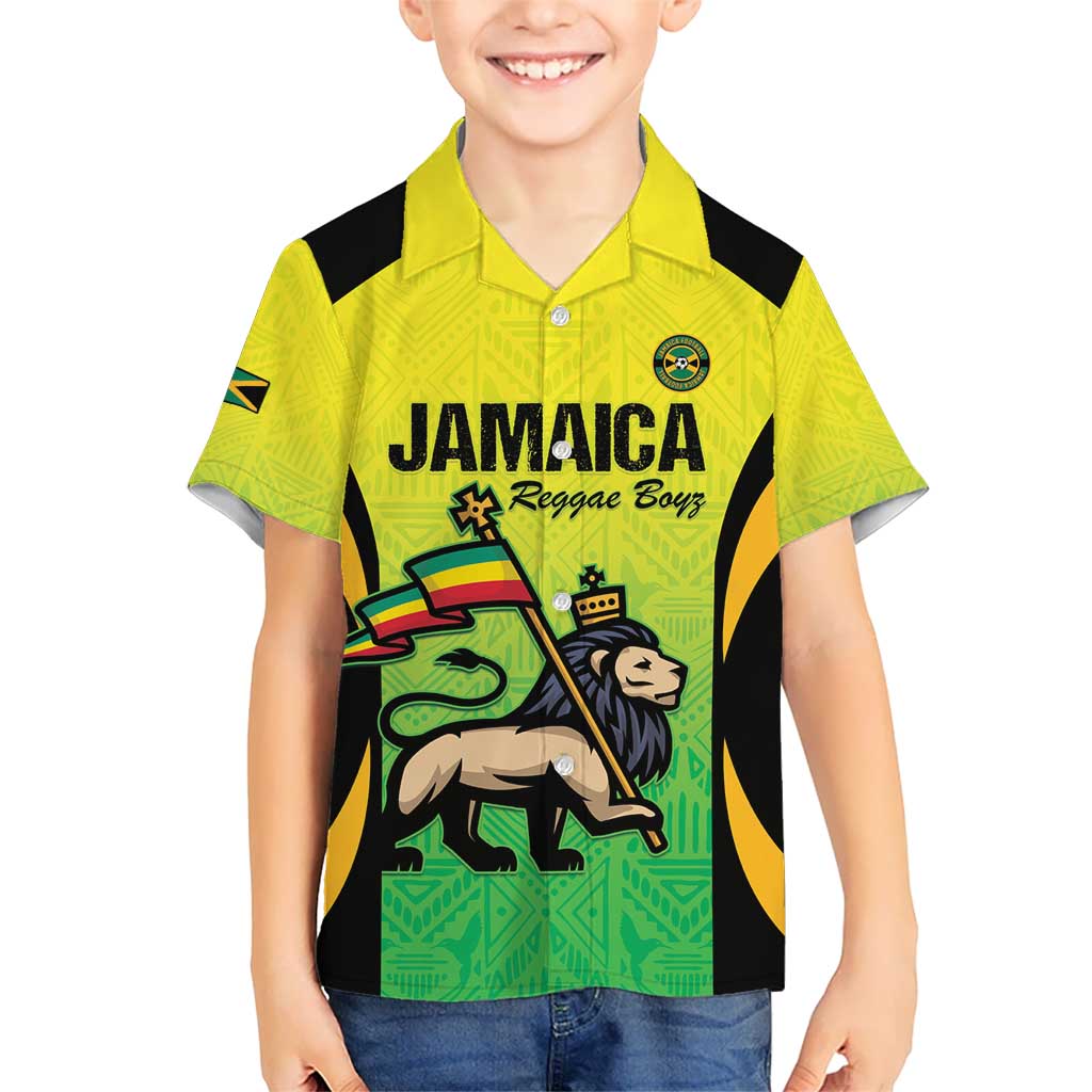 Custom Jamaica Football Kid Hawaiian Shirt Go Reggae Boyz