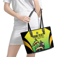 Custom Jamaica Football Leather Tote Bag Go Reggae Boyz