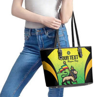 Custom Jamaica Football Leather Tote Bag Go Reggae Boyz