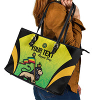 Custom Jamaica Football Leather Tote Bag Go Reggae Boyz