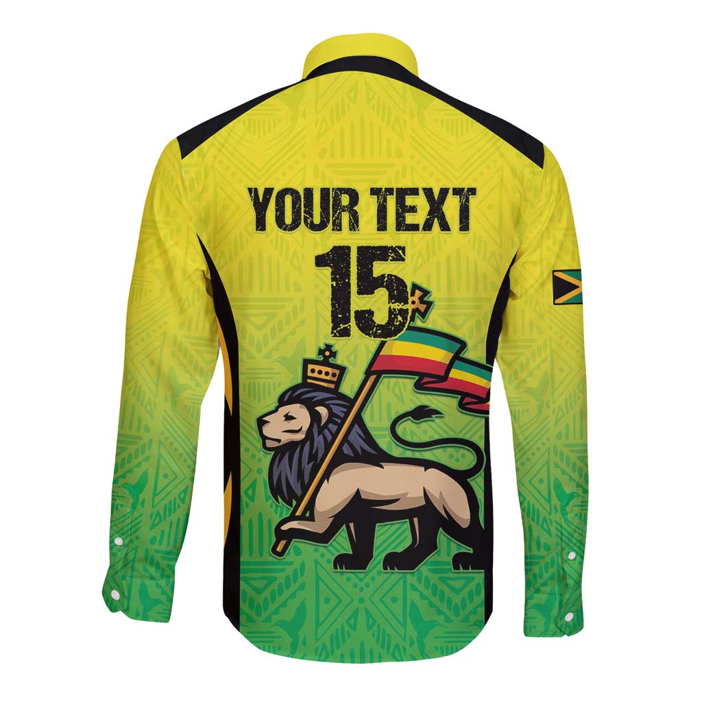 Custom Jamaica Football Long Sleeve Button Shirt Go Reggae Boyz