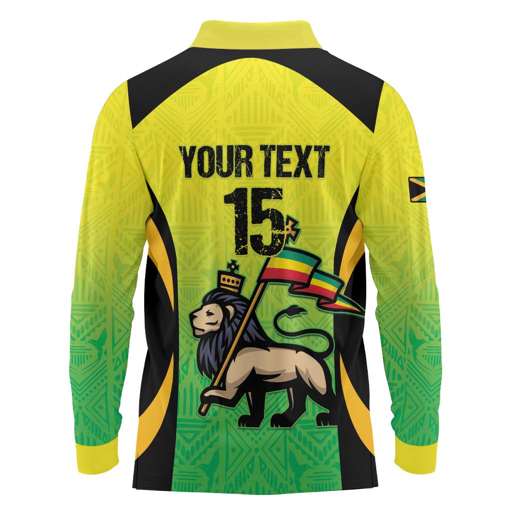 Custom Jamaica Football Long Sleeve Polo Shirt Go Reggae Boyz