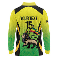 Custom Jamaica Football Long Sleeve Polo Shirt Go Reggae Boyz