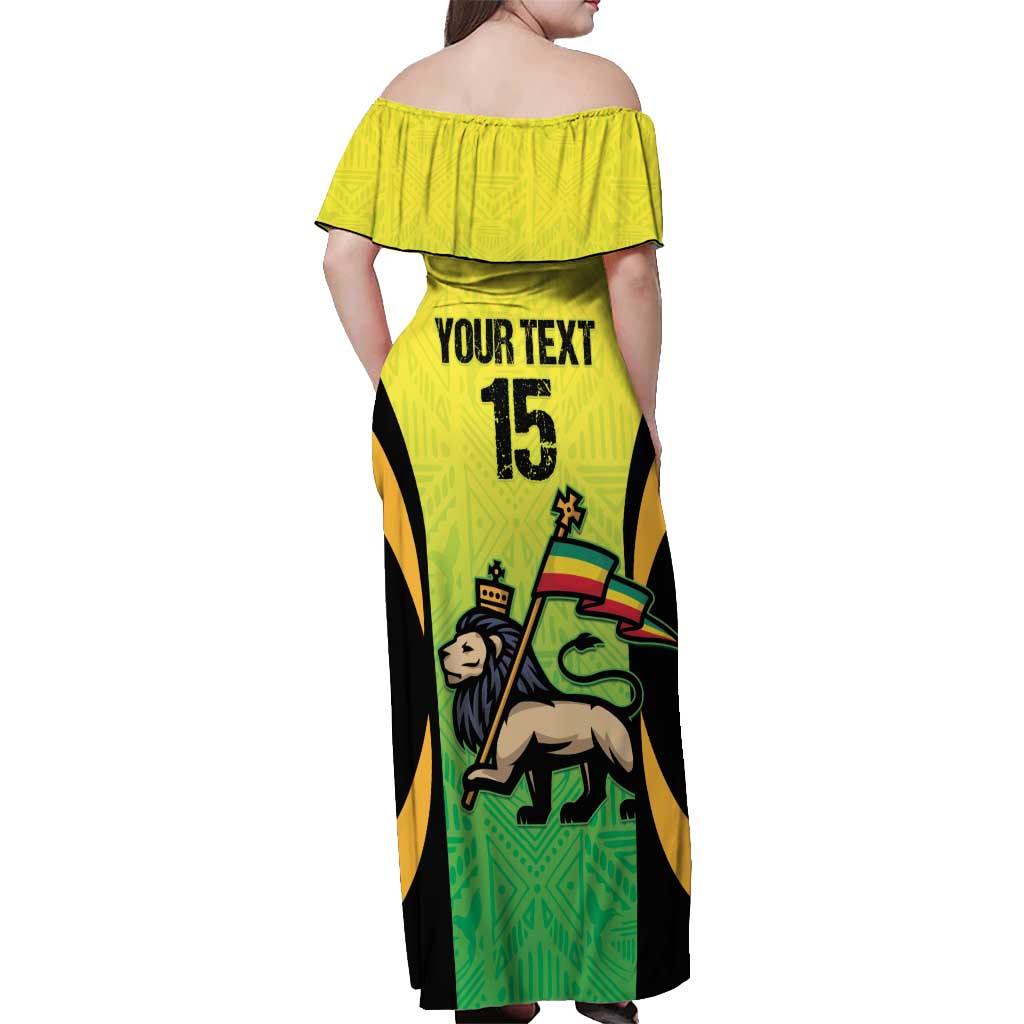 Custom Jamaica Football Off Shoulder Maxi Dress Go Reggae Boyz