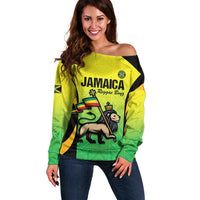 Custom Jamaica Football Off Shoulder Sweater Go Reggae Boyz