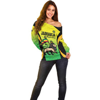 Custom Jamaica Football Off Shoulder Sweater Go Reggae Boyz