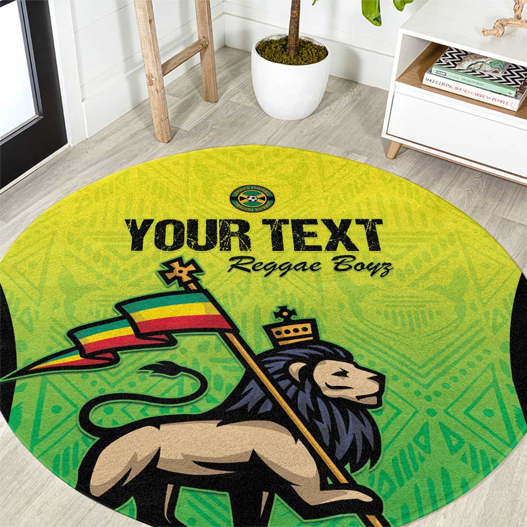 Custom Jamaica Football Round Carpet Go Reggae Boyz