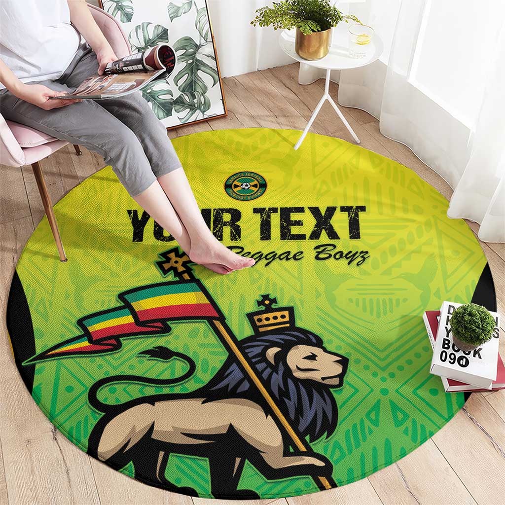 Custom Jamaica Football Round Carpet Go Reggae Boyz