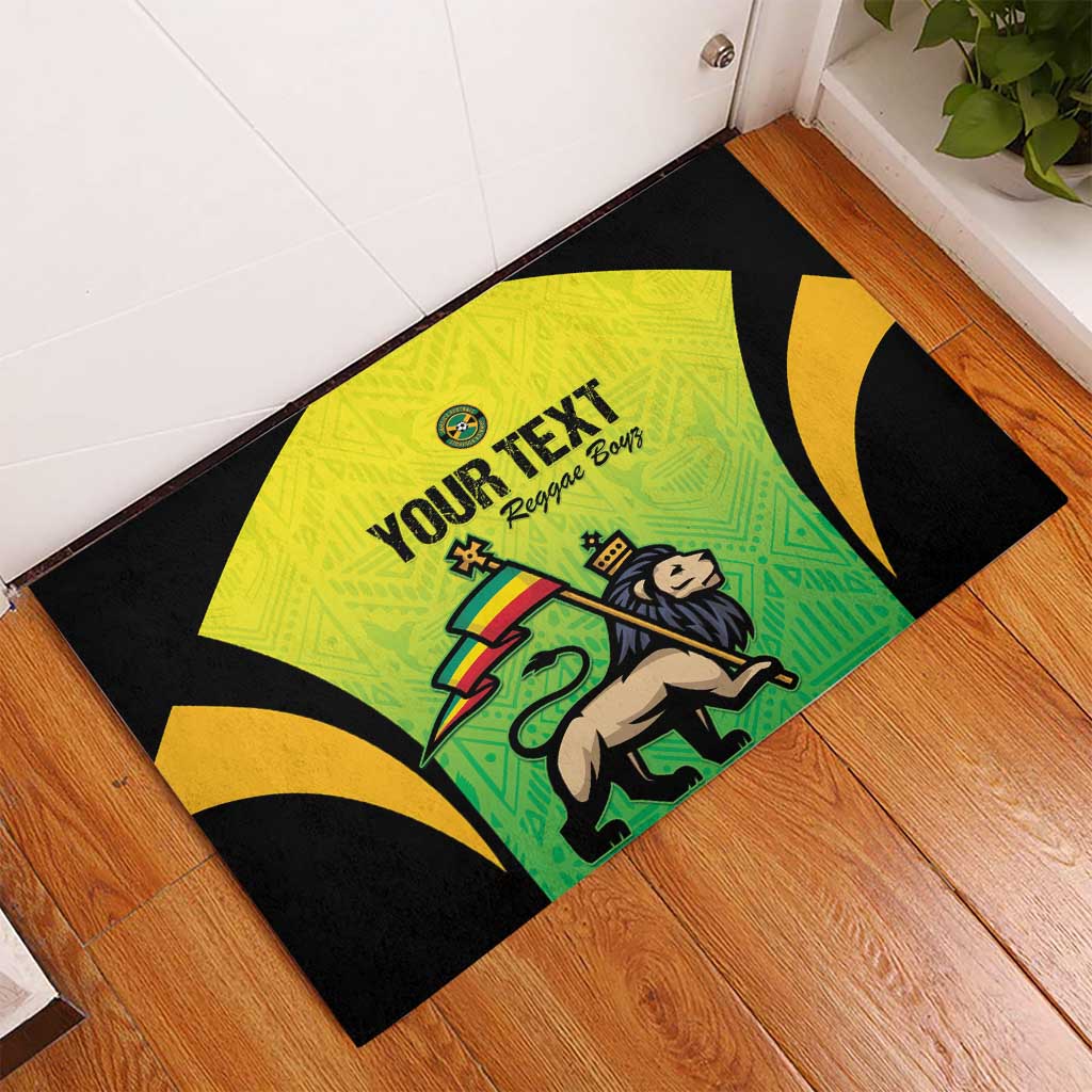 Custom Jamaica Football Rubber Doormat Go Reggae Boyz