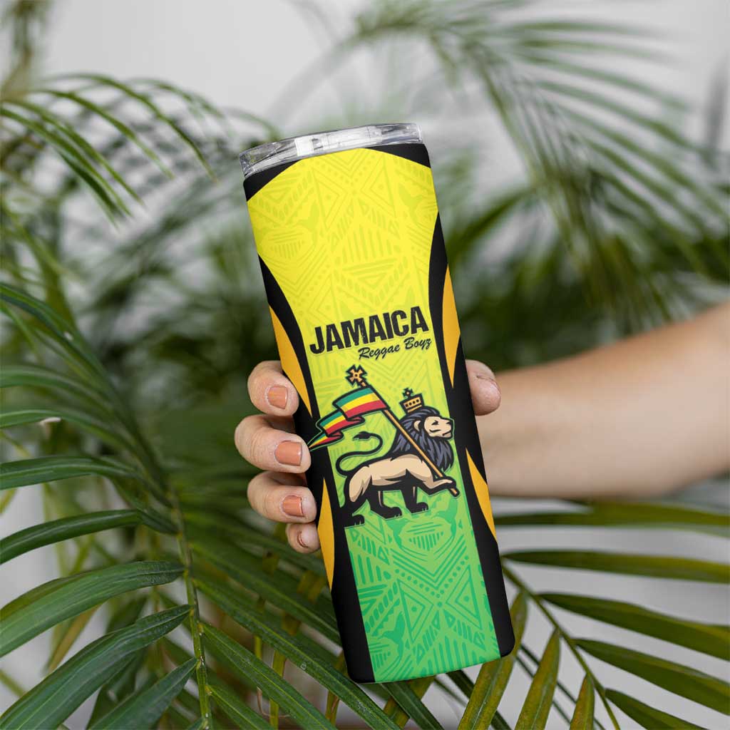Custom Jamaica Football Skinny Tumbler Go Reggae Boyz