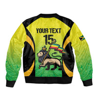 Custom Jamaica Football Sleeve Zip Bomber Jacket Go Reggae Boyz