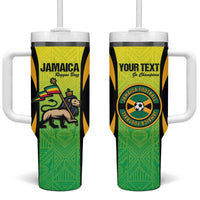 Custom Jamaica Football Tumbler With Handle Go Reggae Boyz