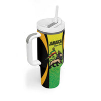 Custom Jamaica Football Tumbler With Handle Go Reggae Boyz