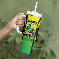 Custom Jamaica Football Tumbler With Handle Go Reggae Boyz
