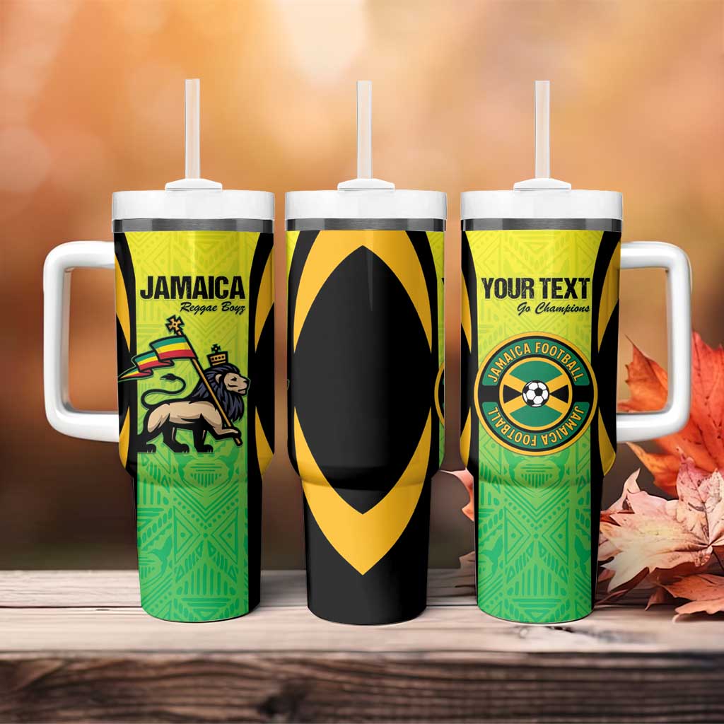 Custom Jamaica Football Tumbler With Handle Go Reggae Boyz