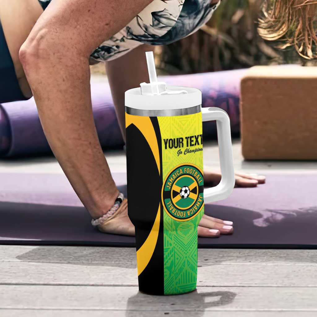 Custom Jamaica Football Tumbler With Handle Go Reggae Boyz