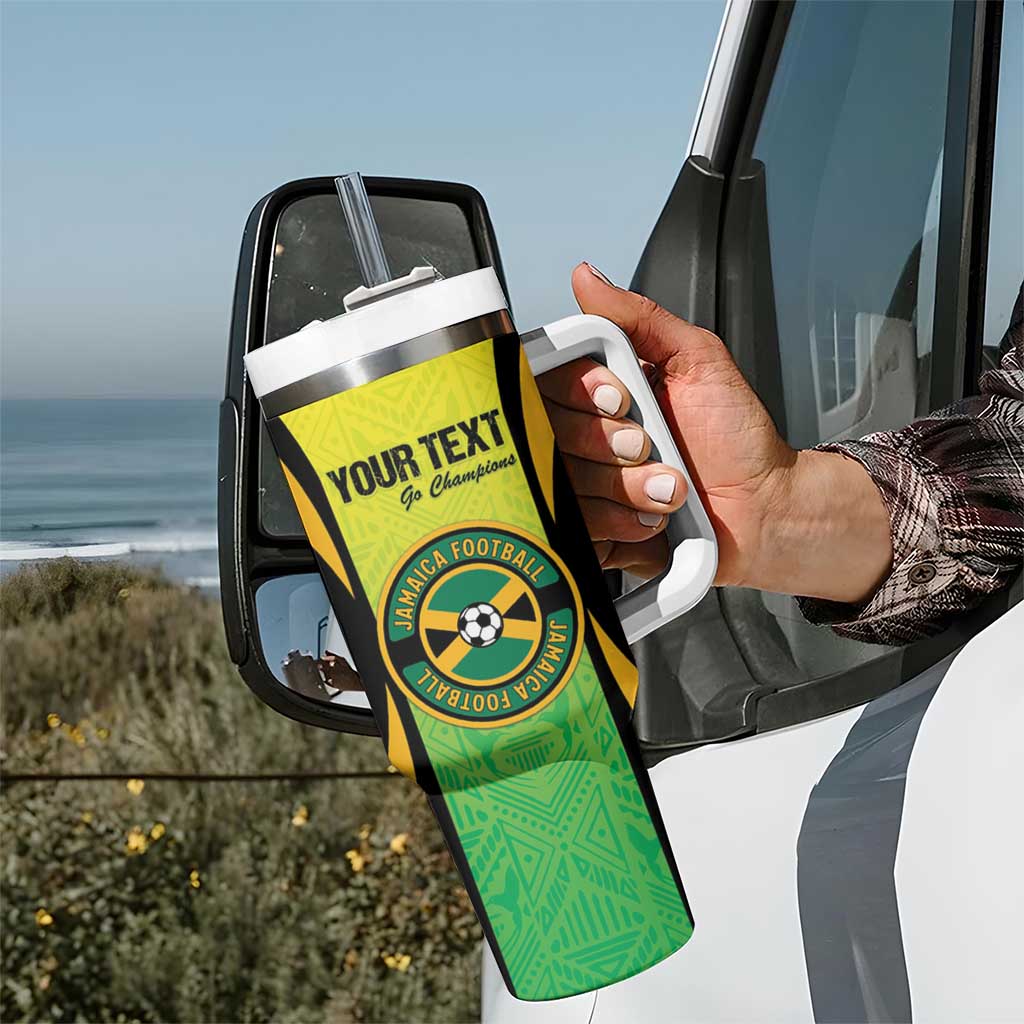 Custom Jamaica Football Tumbler With Handle Go Reggae Boyz