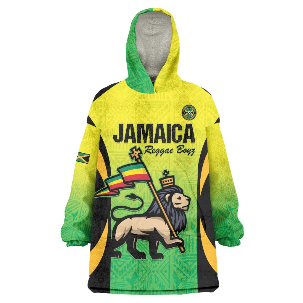 Custom Jamaica Football Wearable Blanket Hoodie Go Reggae Boyz