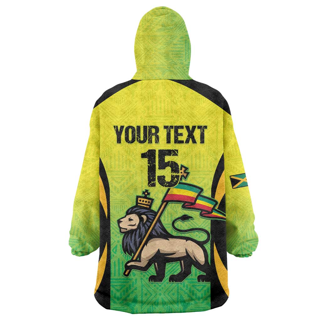 Custom Jamaica Football Wearable Blanket Hoodie Go Reggae Boyz
