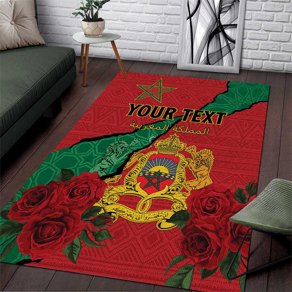 Personalised Morocco Area Rug Coat Of Arms With Rose