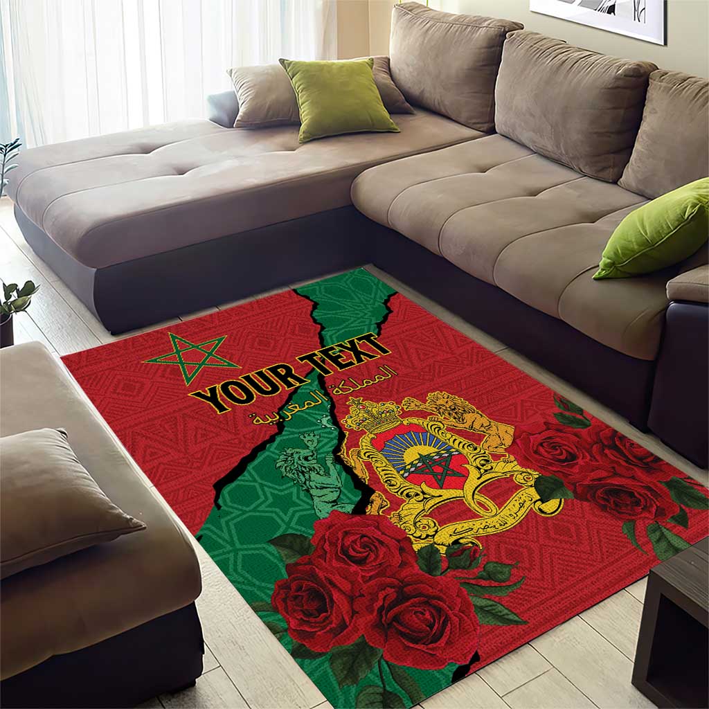 Personalised Morocco Area Rug Coat Of Arms With Rose