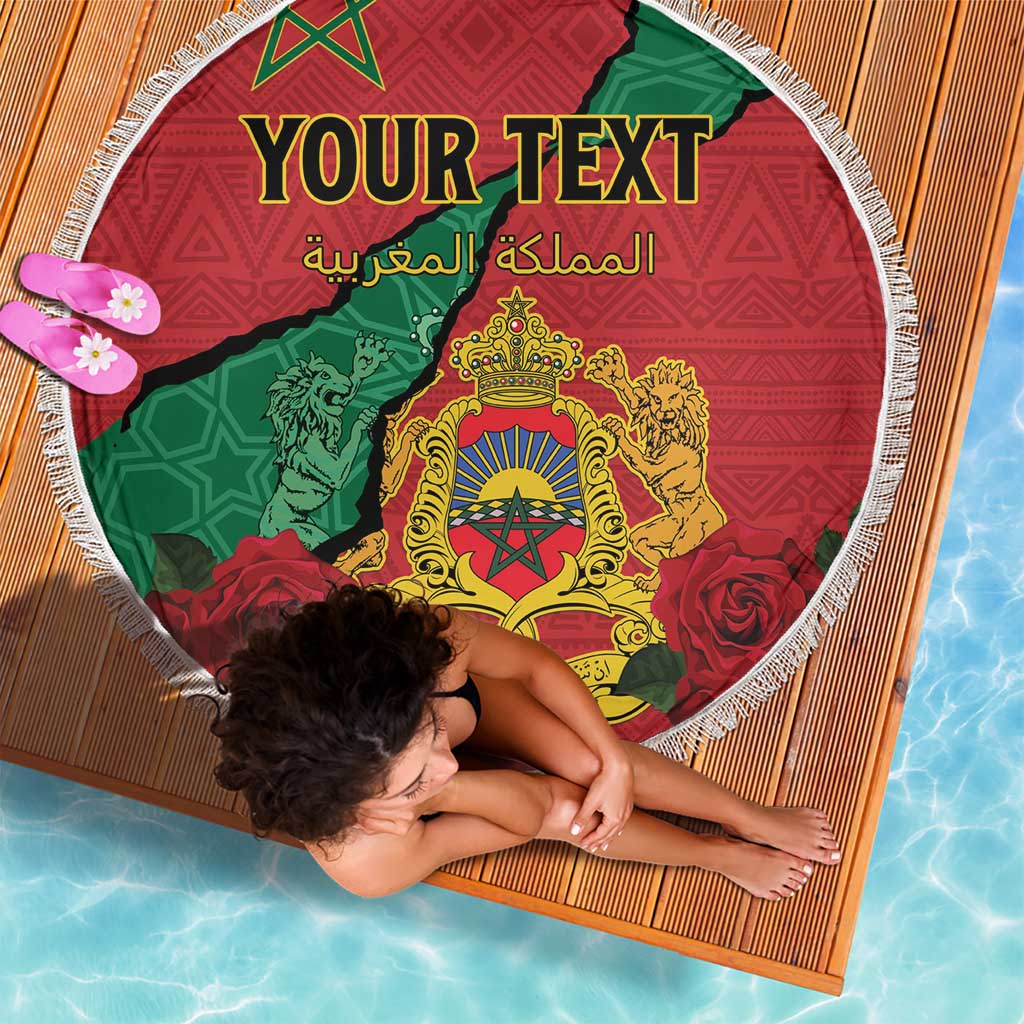 Personalised Morocco Beach Blanket Coat Of Arms With Rose