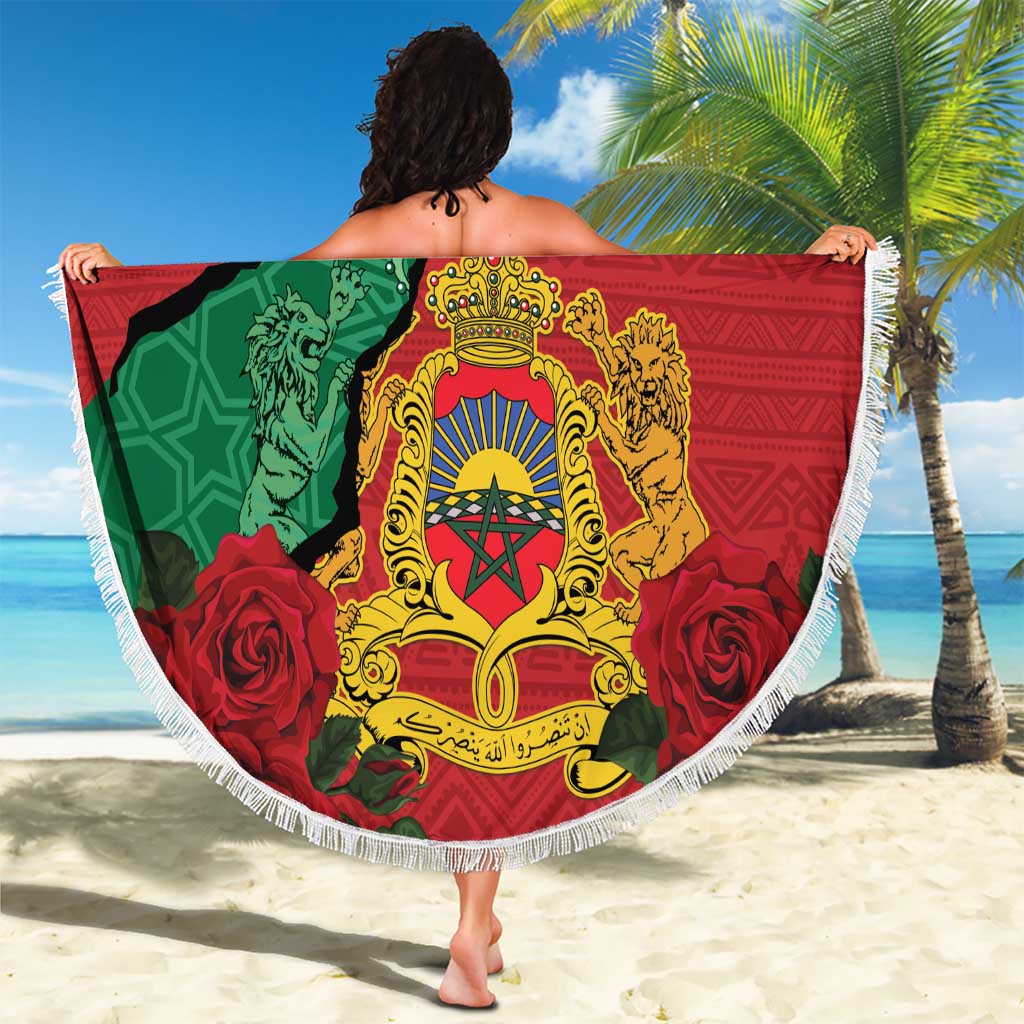 Personalised Morocco Beach Blanket Coat Of Arms With Rose