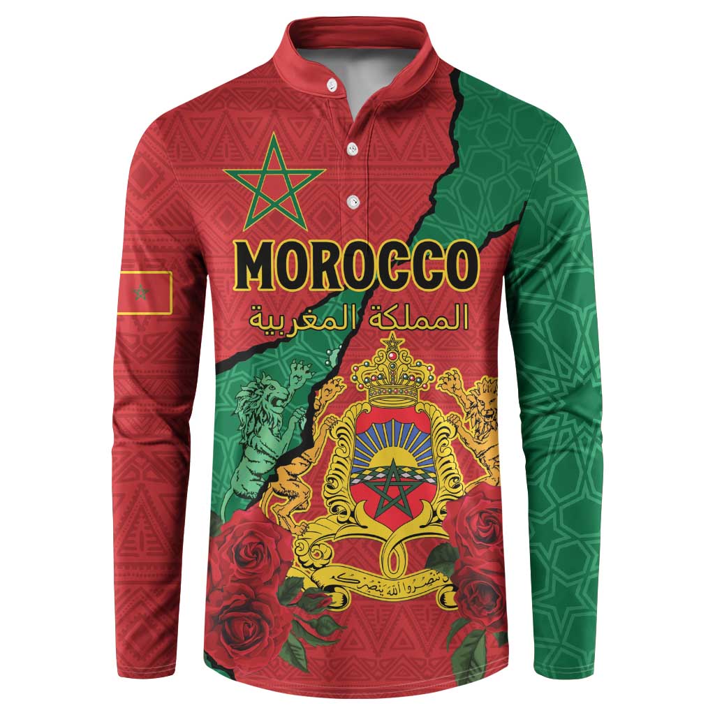 Personalised Morocco Button Sweatshirt Coat Of Arms With Rose