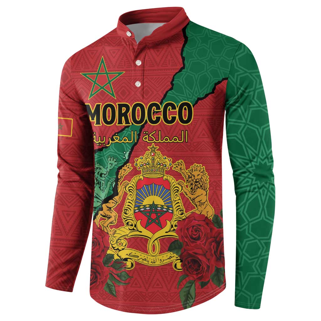 Personalised Morocco Button Sweatshirt Coat Of Arms With Rose
